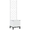 vidaXL Градински сандък с решетка и колела Бяло 40 x 40 x 146 см ПП