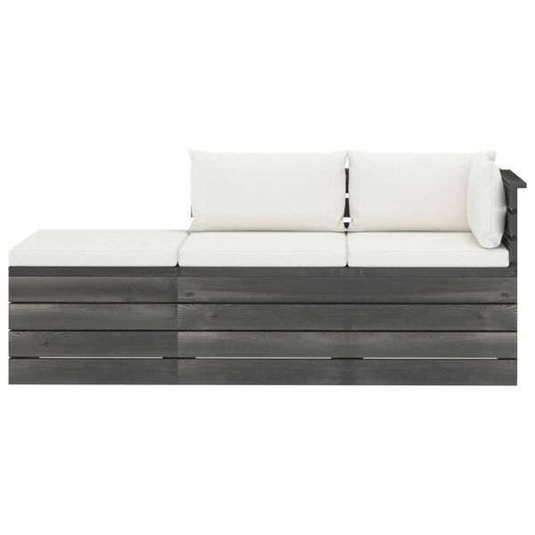 vidaXL Градински палетен лаундж комплект 3 части възглавници бор масив