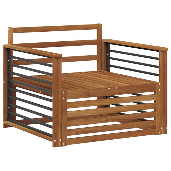 vidaXL 2 Брой Диван с подлакътници Солидно акациево дърво Естествен