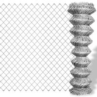 vidaXL Плетена оградна мрежа поцинкована стомана 15x0,8 м сребриста
