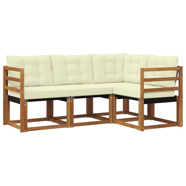 vidaXL Комплект дивани за открито 4 pcs Натурален и Крема