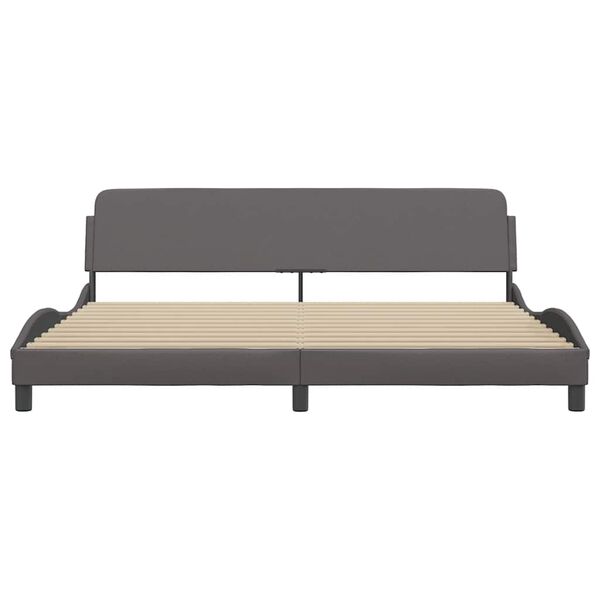 vidaXL Рамка за легло Dover, сива, 200x200 см, изкуствена кожа