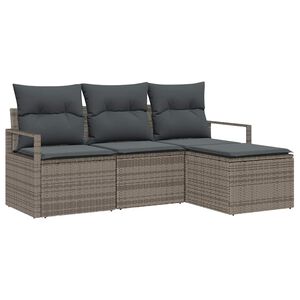 vidaXL Комплект дивани 4 бр. Сив полиратан