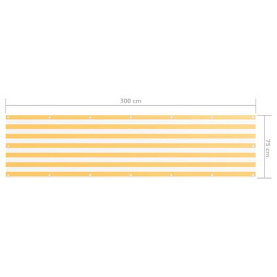 vidaXL Балконски параван, бяло и жълто, 75x300 см, оксфорд плат