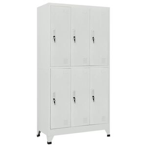 vidaXL Заключващ се шкаф с 6 отделения, стомана, 90x45x180 см, сив