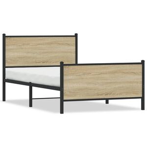 vidaXL Метална рамка за легло, без матрак, сонома дъб, 100x200 см