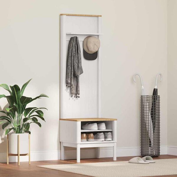 vidaXL Шкаф за коридор с рафт FLORO Бяло 50 x 40 x 158 см Солиден бор