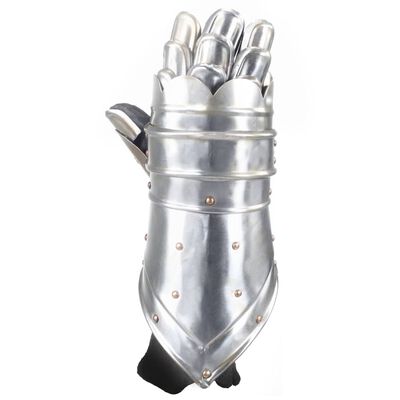 vidaXL Средновековни рицарски ръкавици реплика LARP сребристи стомана