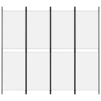 vidaXL Параван за стая, 4 панела, бял, 200x180 см, текстил