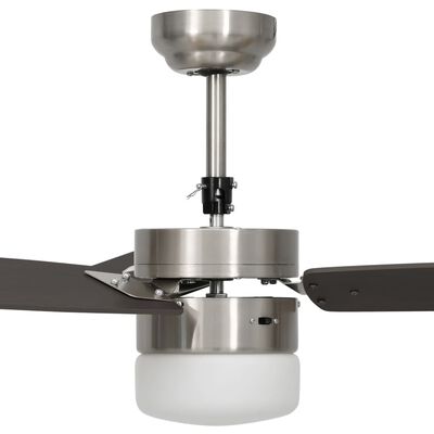vidaXL Таванен вентилатор с лампа и дистанционно 108 см тъмнокафяв