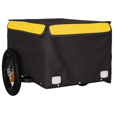 vidaXL Ремарке за велосипед, черно и жълто, 30 кг, желязо