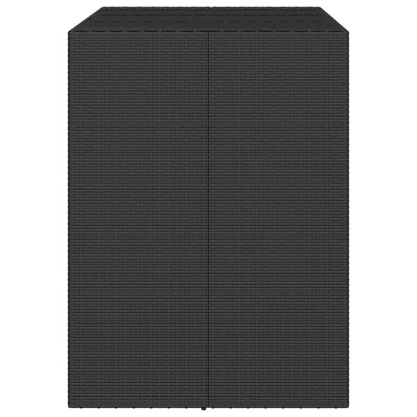 vidaXL Бар маса със стъклен плот, черна, 105x80x110 см, полиратан