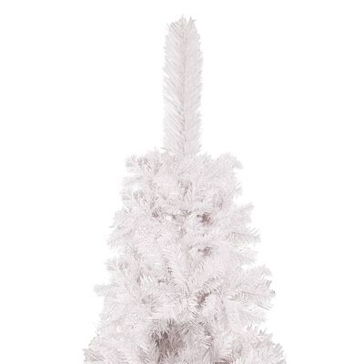 vidaXL Тънка осветена коледна елха с топки, бяла, 180 см