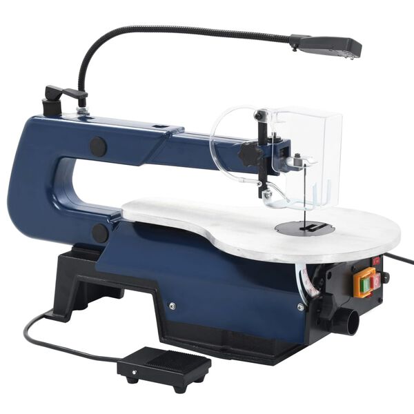 vidaXL Електрически контурен трион с крачен педал и LED лампа, 125 W