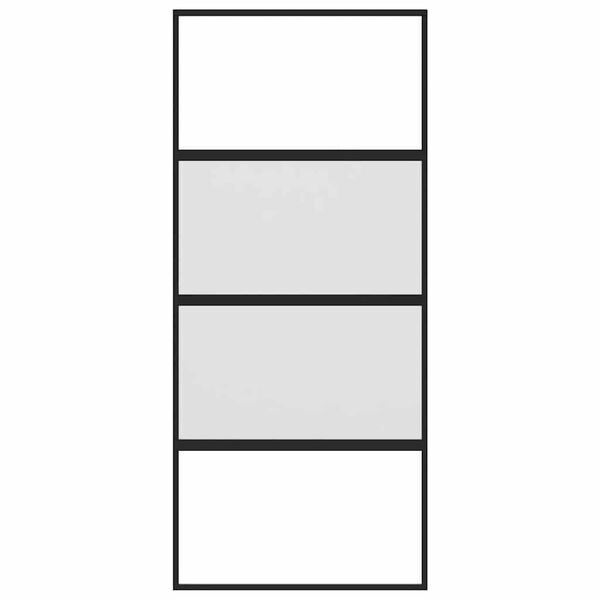 vidaXL Плъзгаща се врата, черна, 90x205 см, закалено стъкло и алуминий