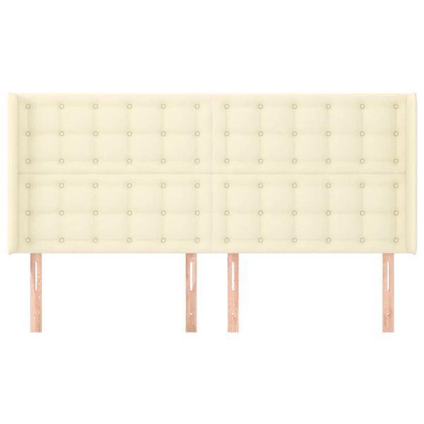 vidaXL Горна табла с уши, кремава, 203x16x118/128 см, изкуствена кожа