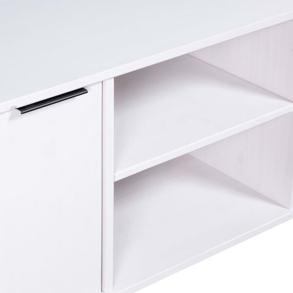 vidaXL ТВ шкаф New York, бял, борово дърво масив