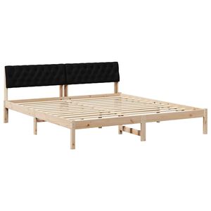 vidaXL Рамка на леглото Кафяв и черен 180 x 200 cm Борово дърво масив