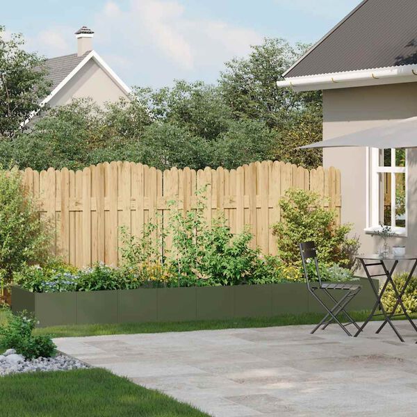 vidaXL Кашпа, маслиненозелена, 360x80x40 см, стомана