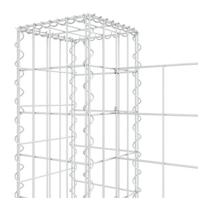 vidaXL U-образна габионна кошница с 6 стълба, желязо, 620x20x100 см