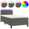 vidaXL Боксспринг легло с матрак и LED, тъмносиво, 90x200 см, кадифе