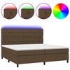 vidaXL Боксспринг легло с матрак и LED, тъмнокафяво, 200x200 см, плат