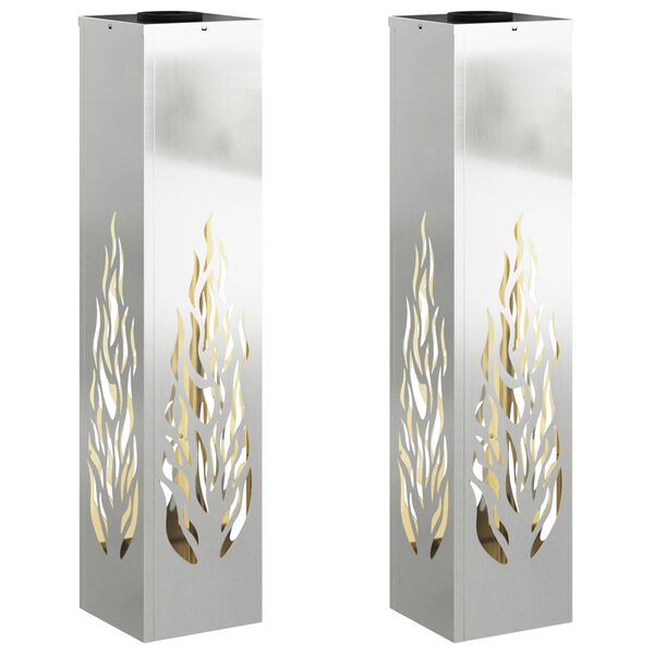 vidaXL Соларна LED светлина за пътека 2 pcs Сребрист