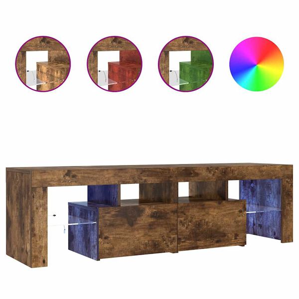 vidaXL ТВ шкаф с LED осветление, опушен дъб, 140x36,5x40 см