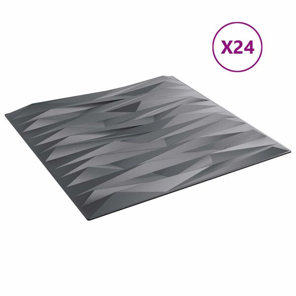 vidaXL Стенни панели 24 pcs Каменисто сиво 50 x 50 cm XPS Пяна