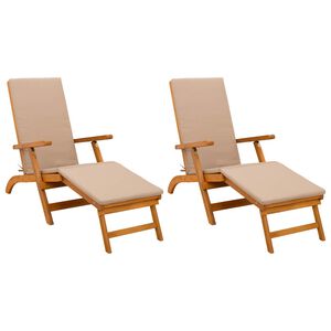 vidaXL Сгъваем и reclining шезлонг 2 бр. Солидно акациево дърво