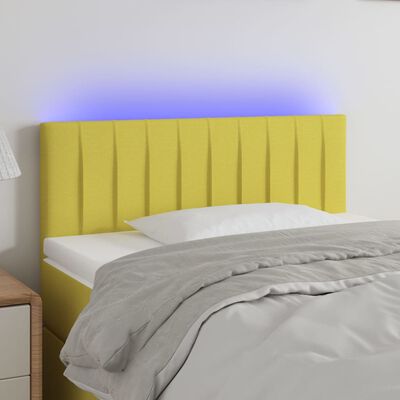 vidaXL LED горна табла за легло, зелена, 80x5x78/88 см, плат