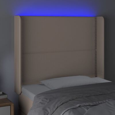 vidaXL LED горна табла за легло, капучино, 103x16x118/128 см