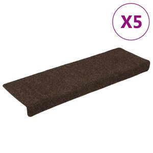 vidaXL Изтривалки за стълби, самозалепващи се, 15 бр., 65x21x4 см, кафяви, с правоъгълен кант