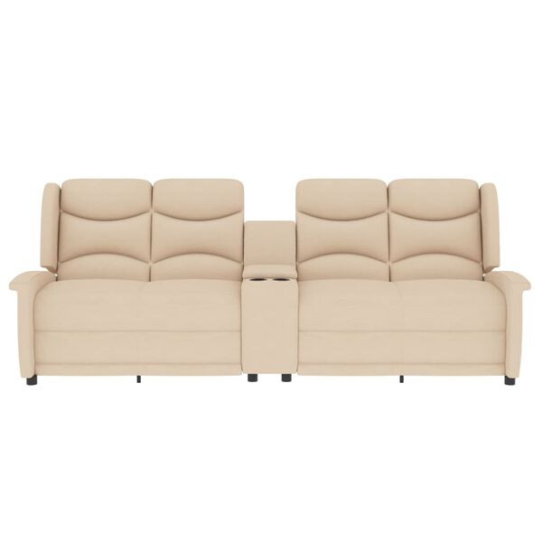 vidaXL 4-местен масажен реклайнер с държач за чаша, кремав