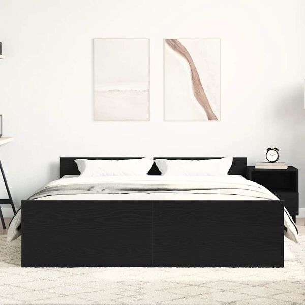 vidaXL Рамка за легло без матрак Черен дъб 160x200 см инженерно дърво