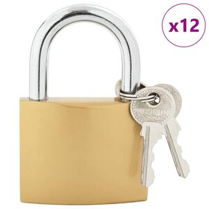 vidaXL U Lock с ключове 12 pcs Месинг Желязо