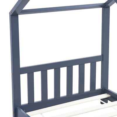 vidaXL Рамка за детско легло, сива, бор масив, 70x140 см
