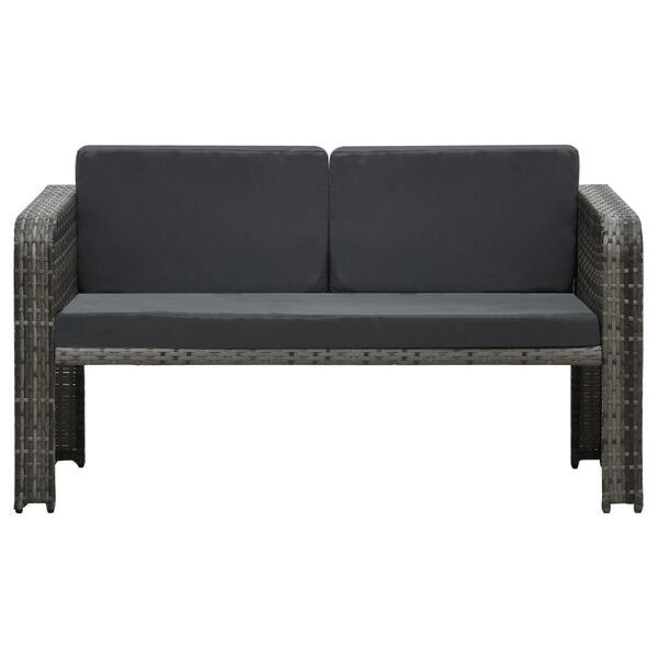 vidaXL Градински комплект с възглавници, 4 части, полиратан, антрацит