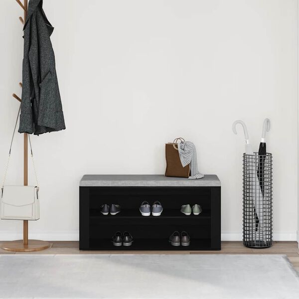 vidaXL Пейка за обувки, черен дъб, 100x35x45 см, инженерно дърво