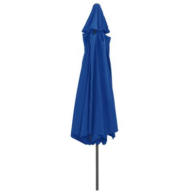 vidaXL Градински чадър с метален прът, 400 см, лазурносин