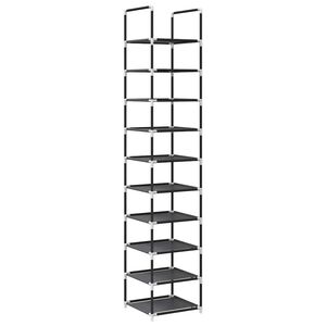 vidaXL стелаж за обувки 10-етажен черен 33x33x174 см нетъкан текстил