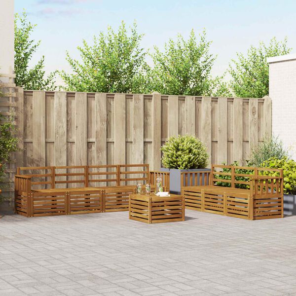 vidaXL Комплекти дивани 8 pcs Естествен Солидно акациево дърво