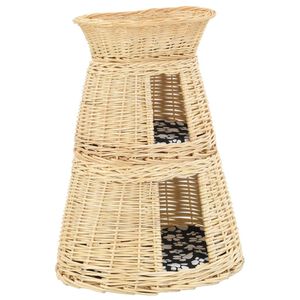 vidaXL Котешка кошница с възглавници, 47x34x60 см, естествена върба