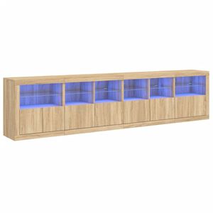 vidaXL Сайдборд с LED светлини, сонома дъб, 283x37x67 см