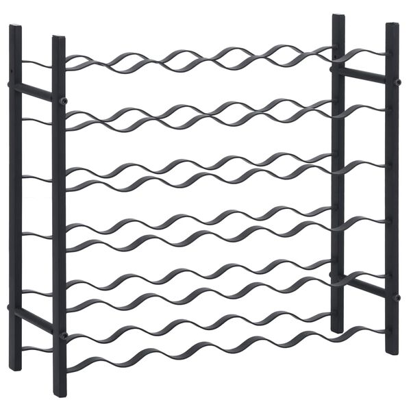 vidaXL Стойка за вино за 36 бутилки, черна, желязна