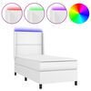vidaXL Боксспринг легло с матрак и LED бяло 100x200 см изкуствена кожа