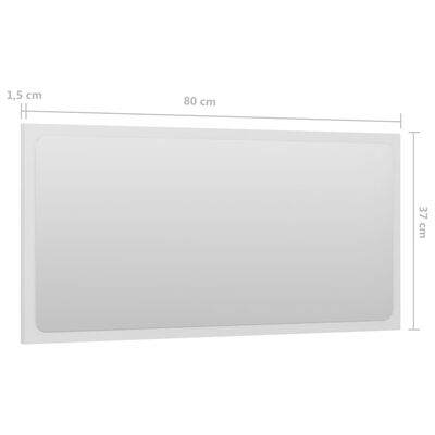 vidaXL Огледало за баня, бял гланц, 80x1,5x37 см, ПДЧ