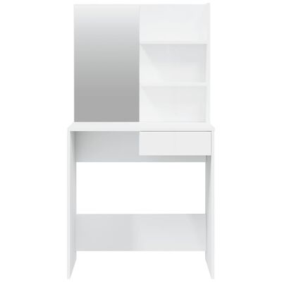 vidaXL Тоалетка с огледало, бял гланц, 74,5x40x141 см