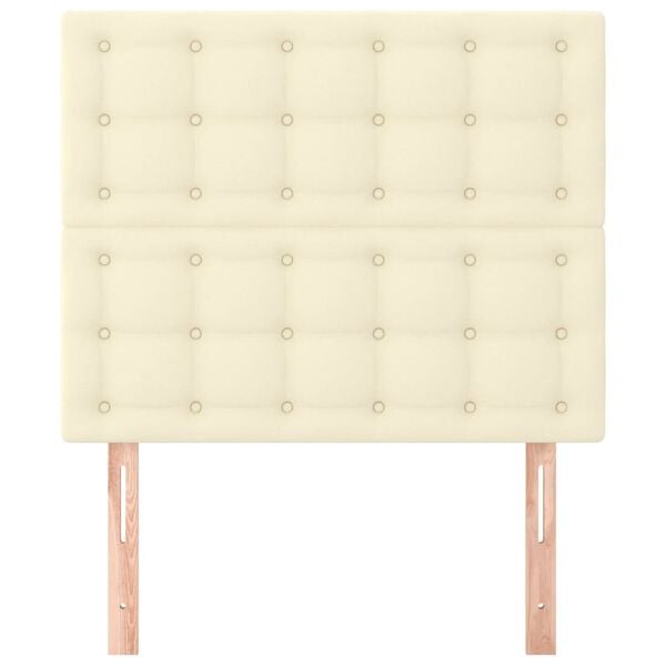 vidaXL Табла за легло, кремава, 90x5x118/128 см, изкуствена кожа
