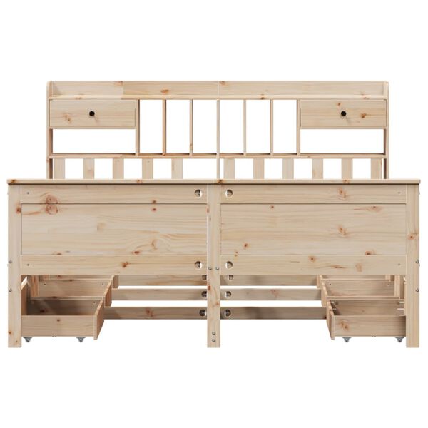 vidaXL Легло с етажерка за книги, без матрак, 180x200 см, бор масив